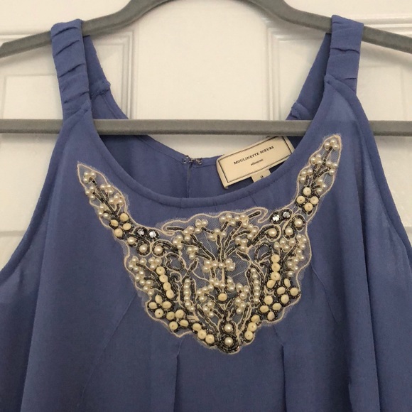 Anthropologie Periwinkle Beaded Tank Top - Picture 1 of 5